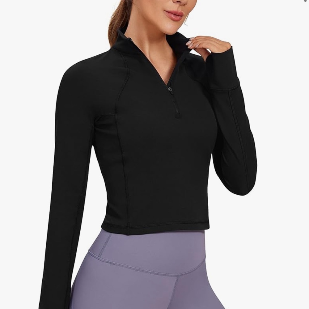 Crz Yoga Butterluxe Black Long Sleeve 1/4 zip (M)